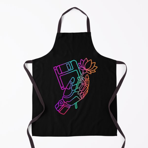 Item preview, Neon Cybernetic Hand with Floppy Disk & Lotus - Retro Futurism designed and sold by V-ZRO.