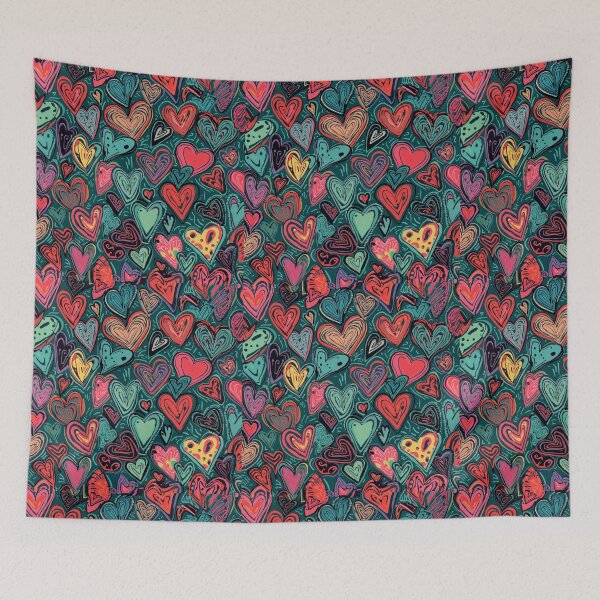 Item preview, Colorful Abstract Hearts Pattern – Modern Love Doodle Seamless Design designed and sold by Goca Shop.