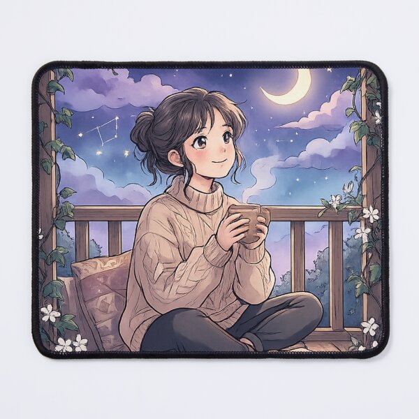 Item preview, Retro 90s Anime Midnight Stargazing - Cozy Lo-Fi Girl Graphic designed and sold by krish-prints.