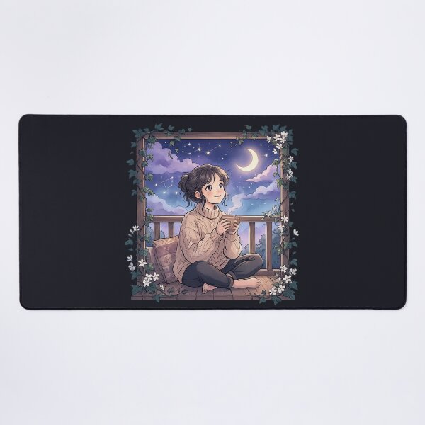 Item preview, Retro 90s Anime Midnight Stargazing - Cozy Lo-Fi Girl Graphic designed and sold by krish-prints.