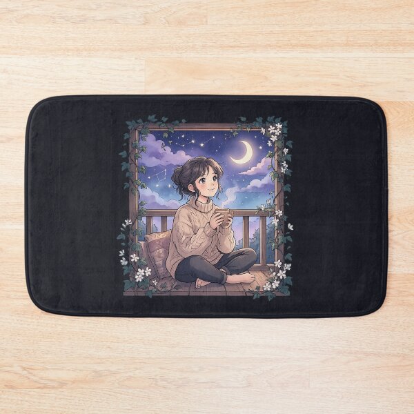 Item preview, Retro 90s Anime Midnight Stargazing - Cozy Lo-Fi Girl Graphic designed and sold by krish-prints.