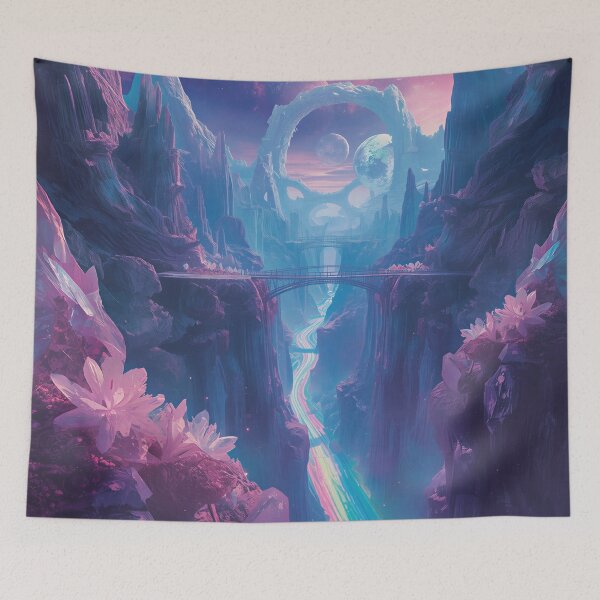 Item preview, Prism Aurora Canyon Sci-Fi Fantasy Alien Landscape designed and sold by Luminous Wilds.