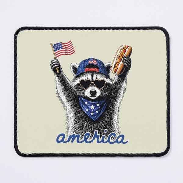 Item preview, Funny Feral & Free Racoon 4th of July designed and sold by sparkfavs.