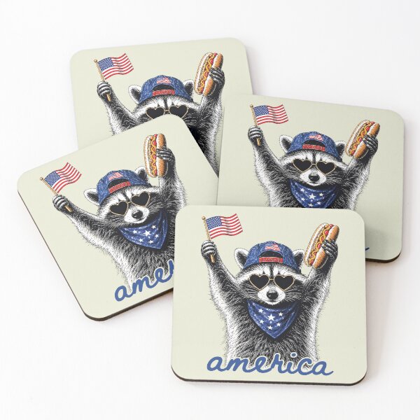 Item preview, Funny Feral & Free Racoon 4th of July designed and sold by sparkfavs.