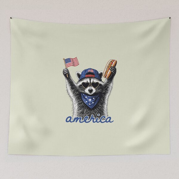 Item preview, Funny Feral & Free Racoon 4th of July designed and sold by sparkfavs.
