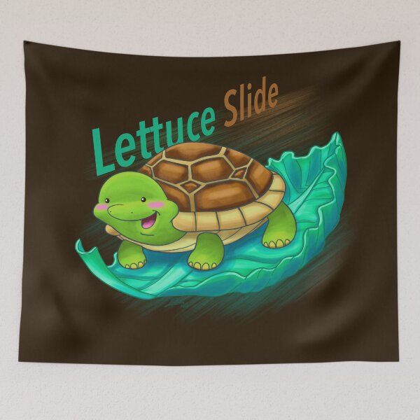 Item preview, A happy turtle gliding over lettuce designed and sold by Konopikyu.