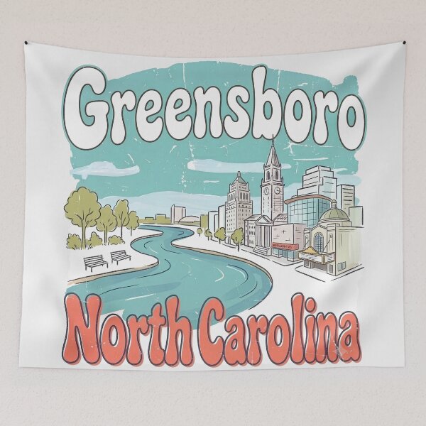 Item preview, Greensboro North Carolina Cute Skyline Pastel City designed and sold by HowToCanadian.
