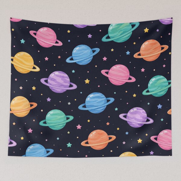 Item preview, Vibrant Pastel Planets Space Seamless Pattern designed and sold by Seculinator.