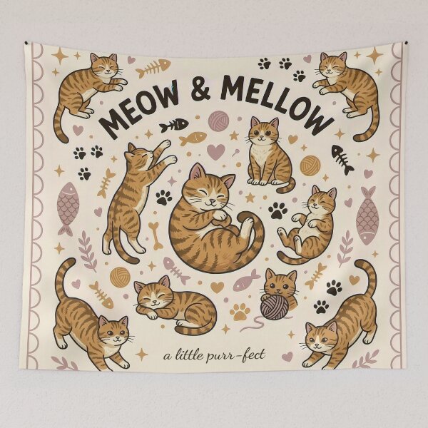 Item preview, Meow & Mellow Cat Throw Blanket designed and sold by GetNoticed.