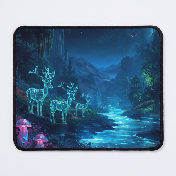 Item preview, Bioluminescent Moonstalker Herd Alien Fantasy Landscape designed and sold by Luminous Wilds.