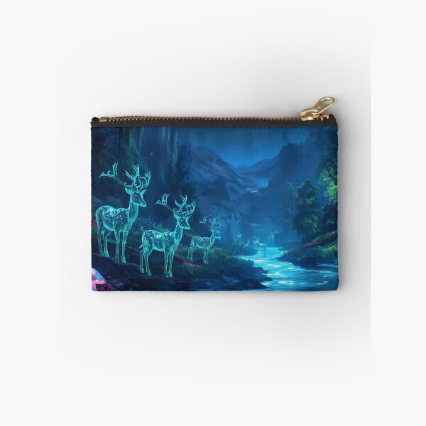 Item preview, Bioluminescent Moonstalker Herd Alien Fantasy Landscape designed and sold by Luminous Wilds.