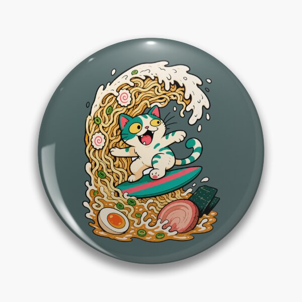 Item preview, Cat Surfing Ramen Wave designed and sold by BrambleBox.