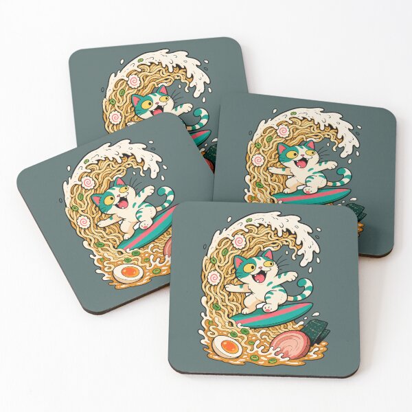 Item preview, Cat Surfing Ramen Wave designed and sold by BrambleBox.