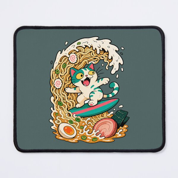 Item preview, Cat Surfing Ramen Wave designed and sold by BrambleBox.
