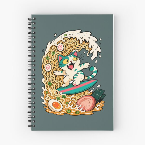 Item preview, Cat Surfing Ramen Wave designed and sold by BrambleBox.
