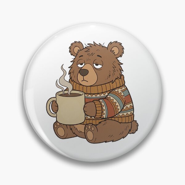 Item preview, Sleepy Bear Coffee Sticker — 70s Retro Cozy Bear with Sweater, Warm Flat Design designed and sold by ElhamiStudio.