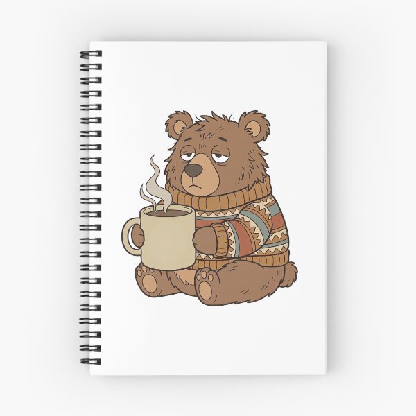 Item preview, Sleepy Bear Coffee Sticker — 70s Retro Cozy Bear with Sweater, Warm Flat Design designed and sold by ElhamiStudio.