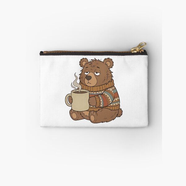Item preview, Sleepy Bear Coffee Sticker — 70s Retro Cozy Bear with Sweater, Warm Flat Design designed and sold by ElhamiStudio.