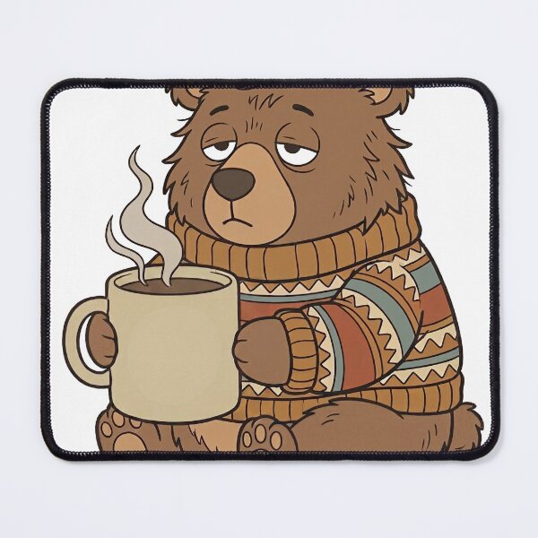 Item preview, Sleepy Bear Coffee Sticker — 70s Retro Cozy Bear with Sweater, Warm Flat Design designed and sold by ElhamiStudio.