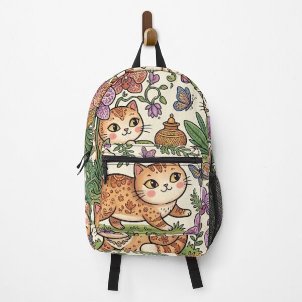 Item preview, Cute Cats in Tropical Garden Illustration designed and sold by Iampoji.