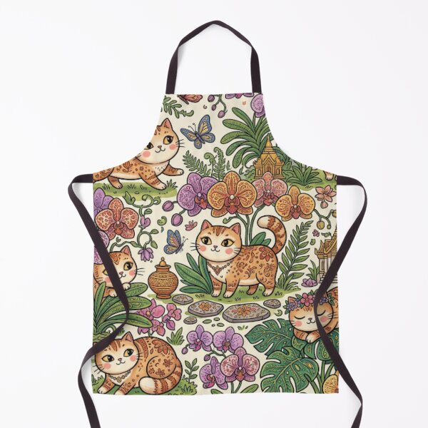 Item preview, Cute Cats in Tropical Garden Illustration designed and sold by Iampoji.