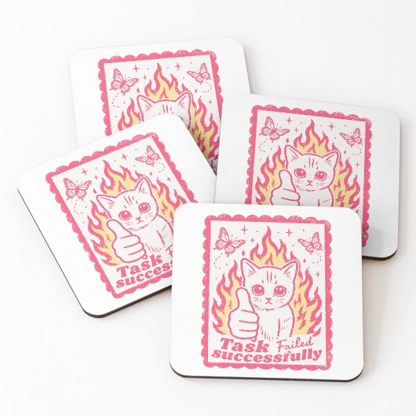 Item preview, Task Failed Successfully Cat- pink designed and sold by vitag.