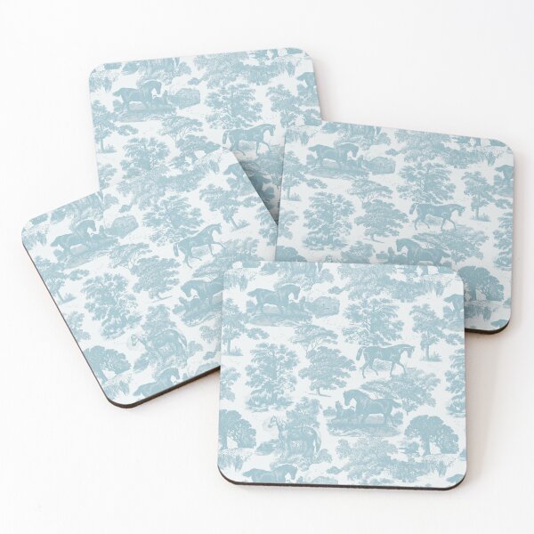 Item preview, Elegant Vintage Pale Blue Horse Toile Pattern designed and sold by tanjica.