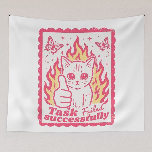 Item preview, Task Failed Successfully Cat- pink designed and sold by vitag.