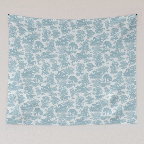 Item preview, Elegant Vintage Pale Blue Horse Toile Pattern designed and sold by tanjica.