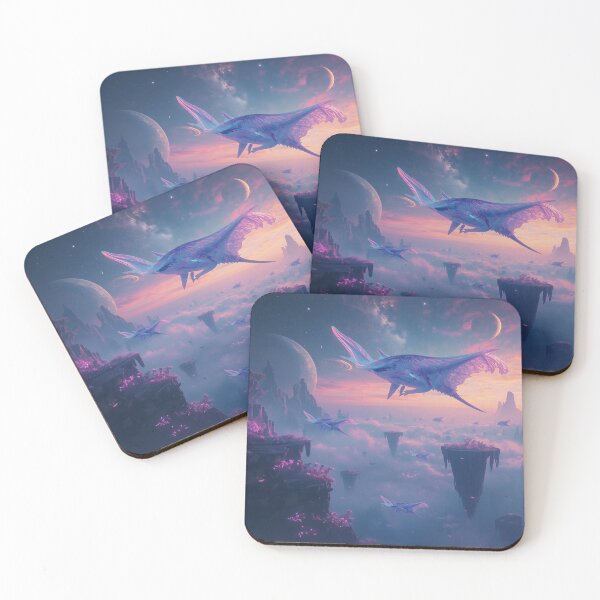 Item preview, Glowing Skyray Migration Fantasy Alien Landscape designed and sold by Luminous Wilds.