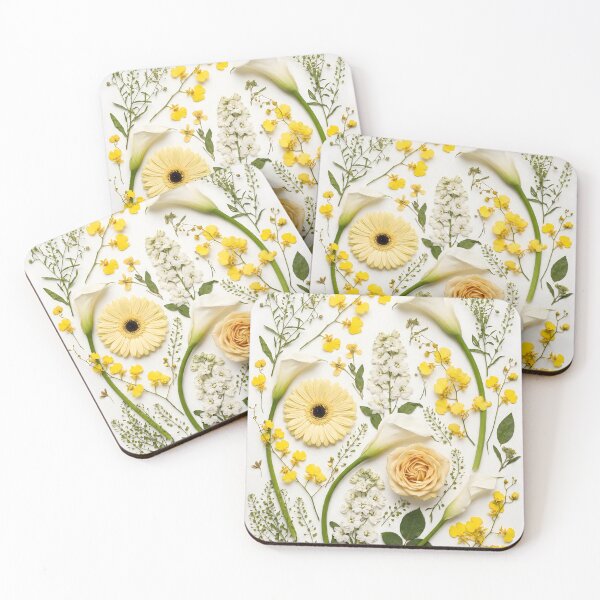 Item preview, Muted Yellow Cottagecore Flower Collage designed and sold by HornbillDesign.