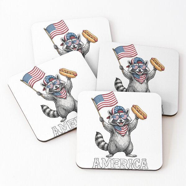 Item preview, Patriotic Raccoon Waving Flag & Eating Food designed and sold by StranHabesre51.