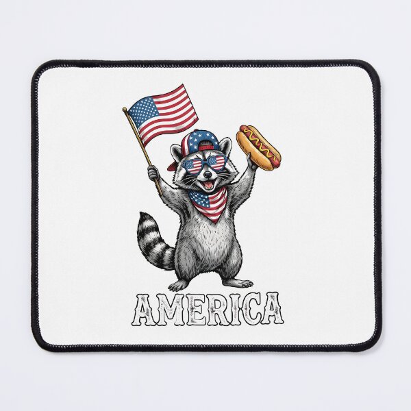 Item preview, Patriotic Raccoon Waving Flag & Eating Food designed and sold by StranHabesre51.