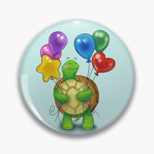Item preview, A turtle holding colorful balloons designed and sold by Konopikyu.