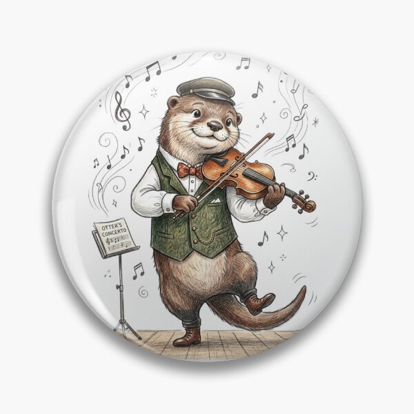 Item preview, Cute Otter Musician Playing Violin Concerto Illustration designed and sold by TaiwanMemory.