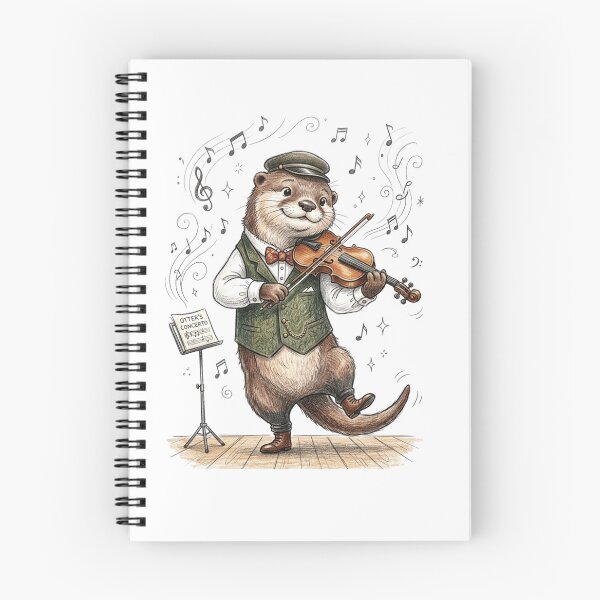 Item preview, Cute Otter Musician Playing Violin Concerto Illustration designed and sold by TaiwanMemory.