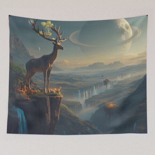 Item preview, Titan Stag Floating Valley Alien Fantasy Landscape designed and sold by Luminous Wilds.