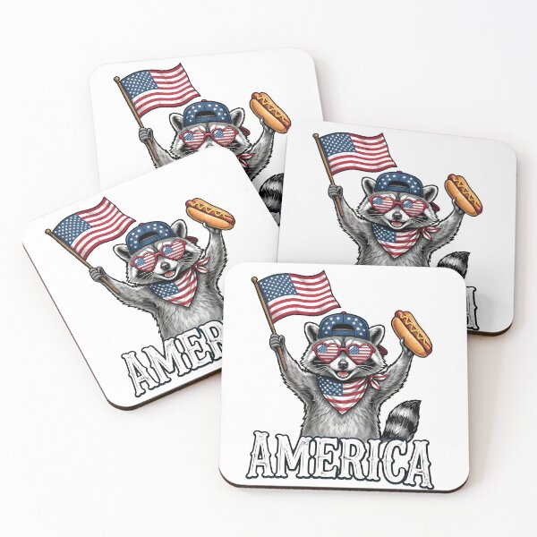 Item preview, Patriotic Raccoon Waving Flag & Eating Food designed and sold by StranHabesre51.