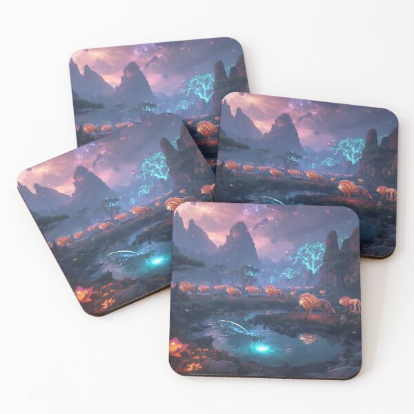Item preview, Glowmane Beasts Celestial Oasis Fantasy Landscape designed and sold by Luminous Wilds.