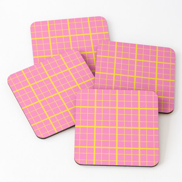 Item preview, Yellow On Pink Grid Windowpane Check Design  designed and sold by PatternTitan.