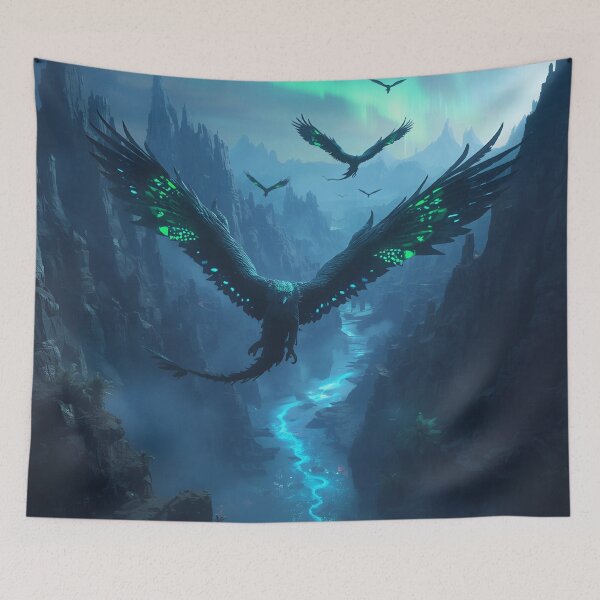 Item preview, Aurora Featherdrakes Fantasy Alien Canyon Landscape designed and sold by Luminous Wilds.