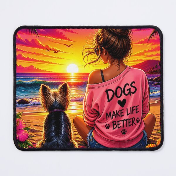 Item preview, Dogs Make Life Better Sunset - Vibrant Tropical Beach Dog Mom Art designed and sold by AgnesB77.
