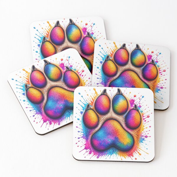 Item preview, ainbow Paw Print Splatter - Vibrant Neon Watercolor Pet Art designed and sold by AgnesB77.