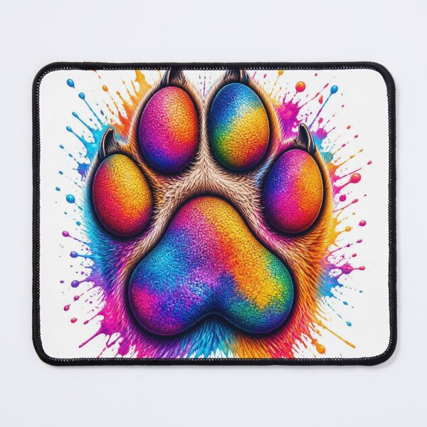 Item preview, ainbow Paw Print Splatter - Vibrant Neon Watercolor Pet Art designed and sold by AgnesB77.