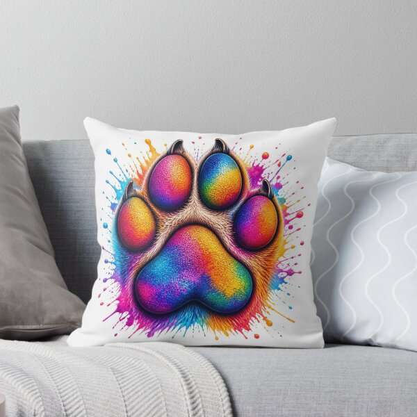 Item preview, ainbow Paw Print Splatter - Vibrant Neon Watercolor Pet Art designed and sold by AgnesB77.