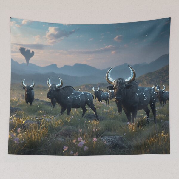 Item preview, Starhorn Grazers Fantasy Alien Plains Landscape designed and sold by Luminous Wilds.