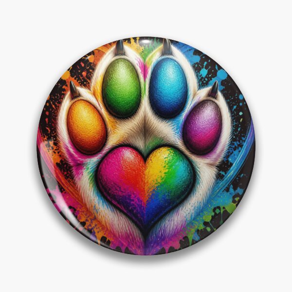 Item preview, Rainbow Paw Print Heart - Vibrant Neon Watercolor Splatter Pet Art designed and sold by AgnesB77.