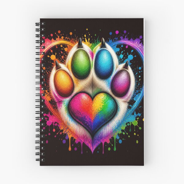 Item preview, Rainbow Paw Print Heart - Vibrant Neon Watercolor Splatter Pet Art designed and sold by AgnesB77.