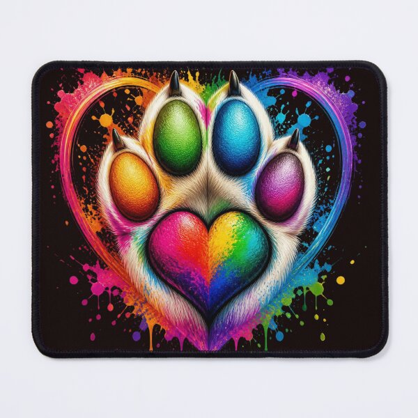 Item preview, Rainbow Paw Print Heart - Vibrant Neon Watercolor Splatter Pet Art designed and sold by AgnesB77.