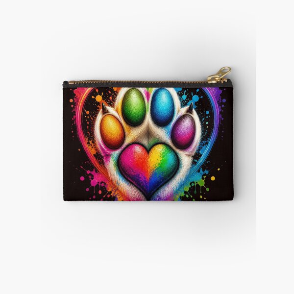 Item preview, Rainbow Paw Print Heart - Vibrant Neon Watercolor Splatter Pet Art designed and sold by AgnesB77.